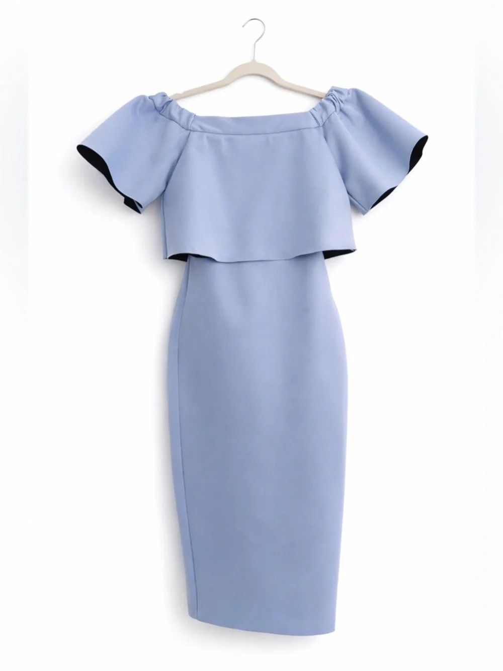 ASOS Light Blue One-Shoulder Ruffle Midi Dress - Picture 3 of 4